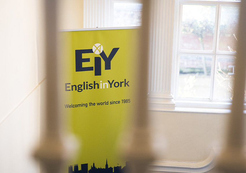 eiy roll up banner on staircase