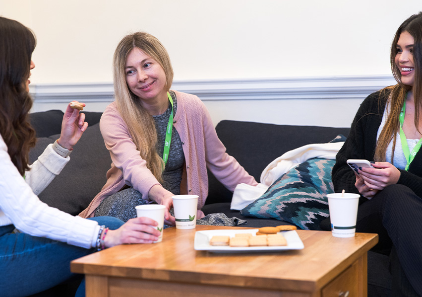 Students in the coffee loungee
